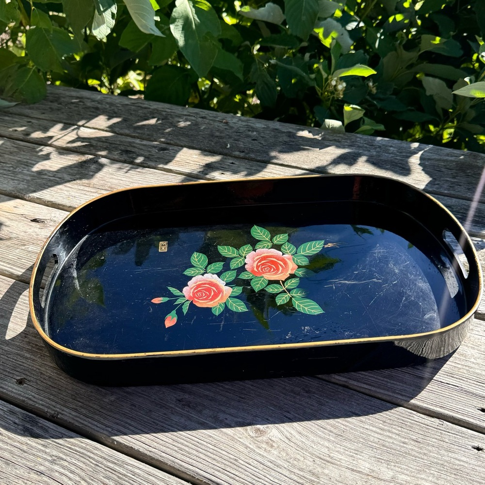 Vintage Boho Floral Serving Tray